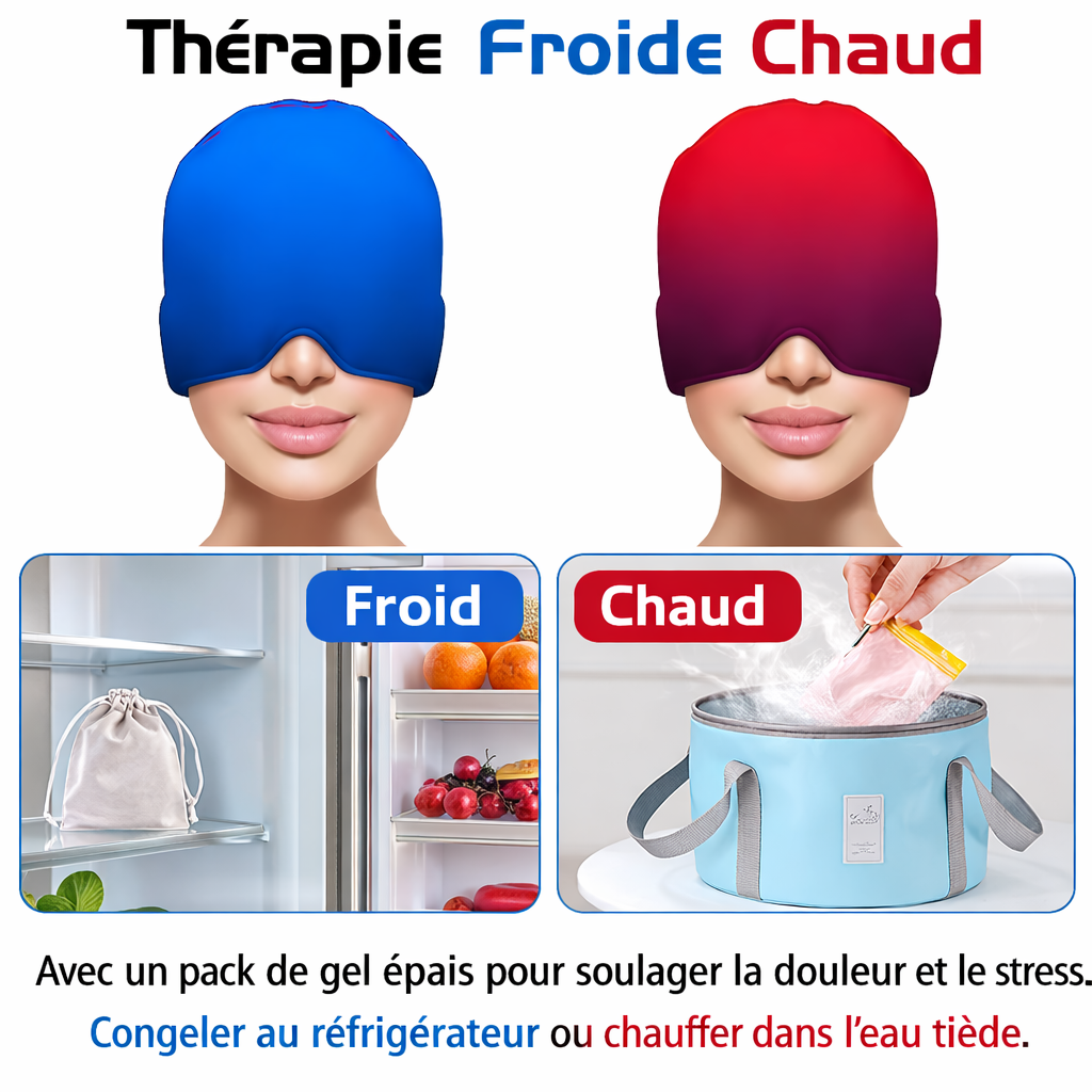 Bonnet Gel Anti-Migraine – Thérapie Chaud & Froid pour Maux de Tête